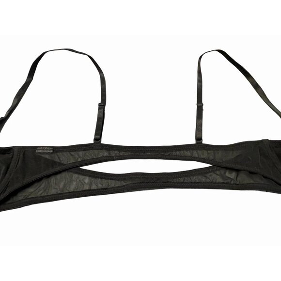 Mesh underwire black bra front close double band 30 B unlined sexy - Picture 5 of 8